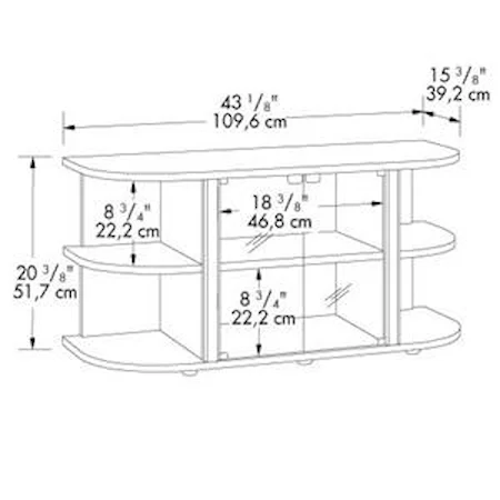 2 Door Panel TV Stand with 6 Shelves